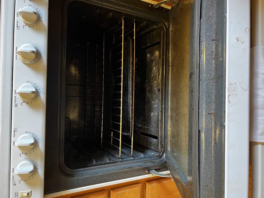 Oven interior before cleaning