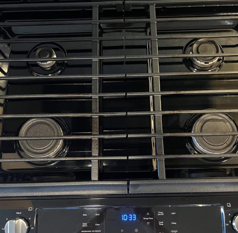 Clean black gas stovetop